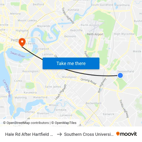 Hale Rd After Hartfield Rd to Southern Cross University map