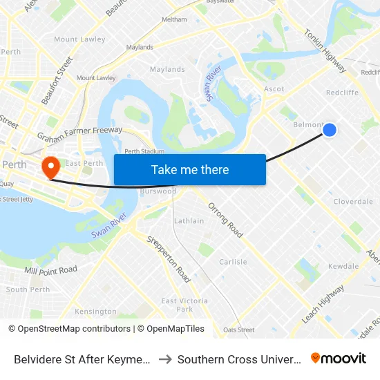 Belvidere St After Keymer St to Southern Cross University map