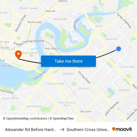 Alexander Rd Before Hardey Rd to Southern Cross University map
