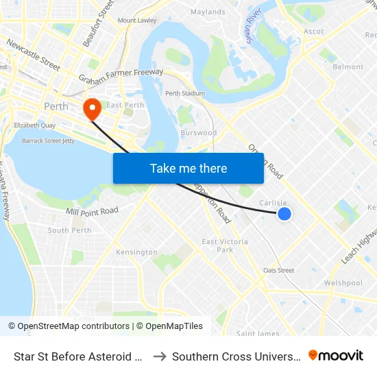 Star St Before Asteroid Wy to Southern Cross University map