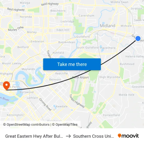 Great Eastern Hwy After Bullarra Rd to Southern Cross University map