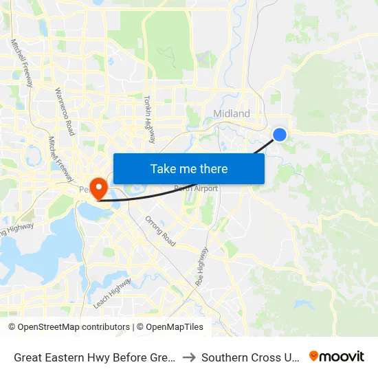 Great Eastern Hwy Before Greenmount Ri to Southern Cross University map
