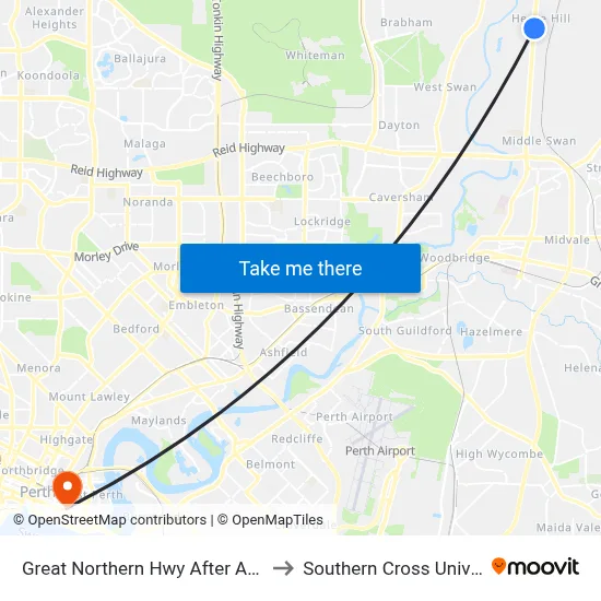Great Northern Hwy After Argyle St to Southern Cross University map
