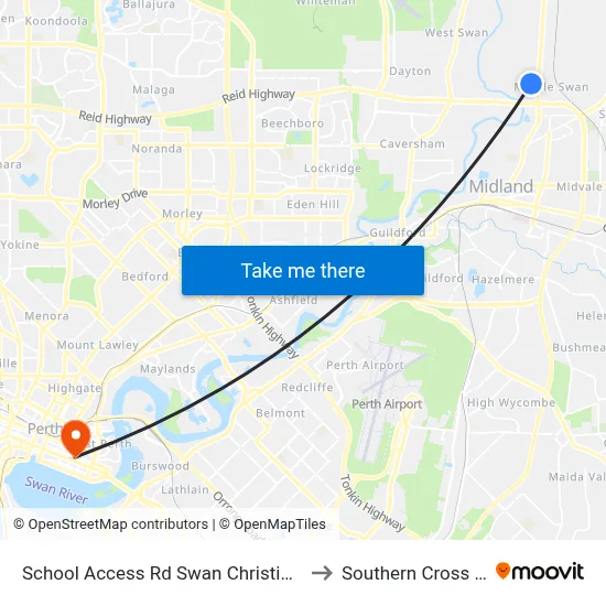 School Access Rd Swan Christian College Stand 2 to Southern Cross University map