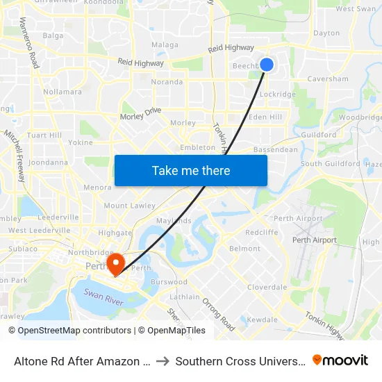 Altone Rd After Amazon Dr to Southern Cross University map