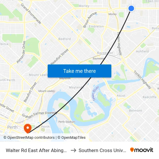 Walter Rd East After Abingdon St to Southern Cross University map