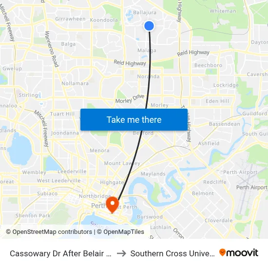 Cassowary Dr After Belair Gdns to Southern Cross University map