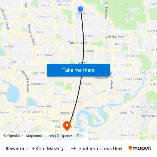 Illawarra Cr Before Marangaroo Dr to Southern Cross University map