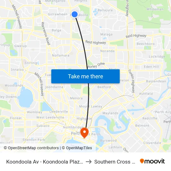 Koondoola Av - Koondoola Plaza Shopping Ctr to Southern Cross University map