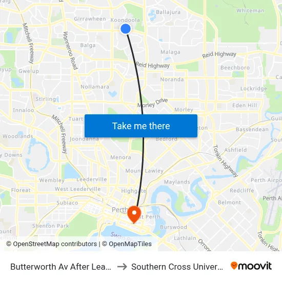 Butterworth Av After Lea Rd to Southern Cross University map