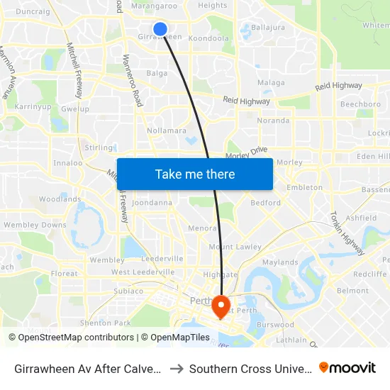 Girrawheen Av After Calvert Wy to Southern Cross University map