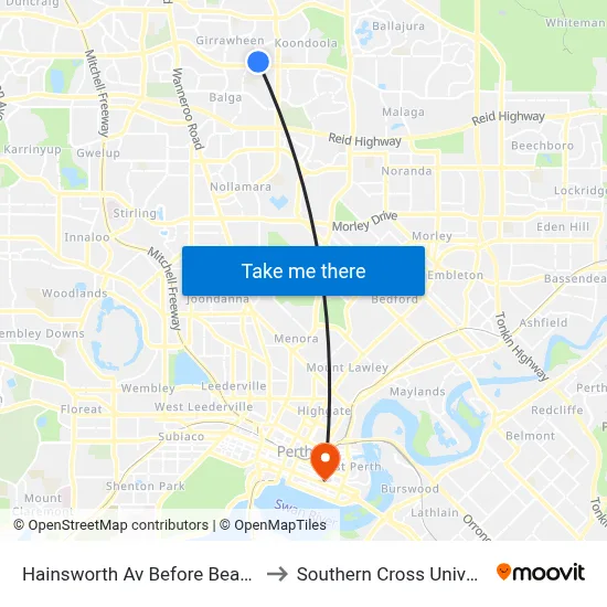 Hainsworth Av Before Beach Rd to Southern Cross University map