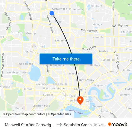 Muswell St After Cartwright Rd to Southern Cross University map