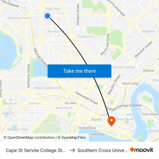 Cape St Servite College Stand 1 to Southern Cross University map