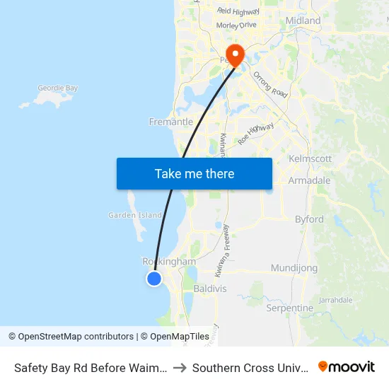 Safety Bay Rd Before Waimea Rd to Southern Cross University map