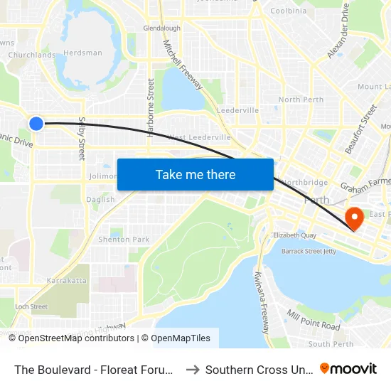 The Boulevard  - Floreat Forum Shop Ctr to Southern Cross University map