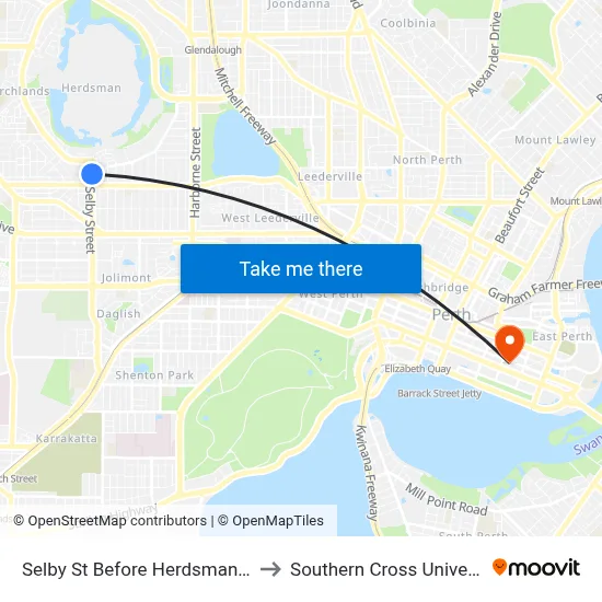 Selby St Before Herdsman Pde to Southern Cross University map