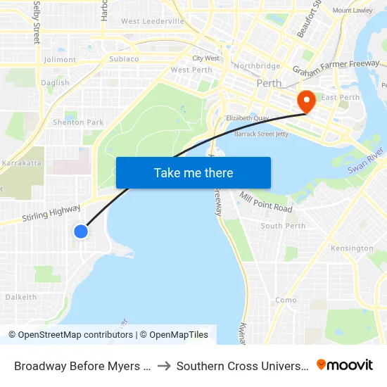 Broadway   Before Myers St to Southern Cross University map