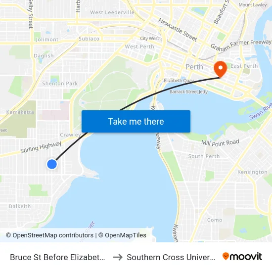 Bruce St Before Elizabeth St to Southern Cross University map