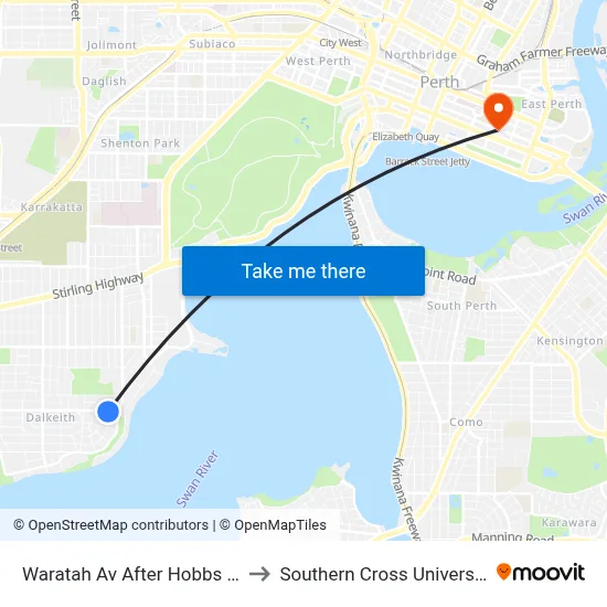 Waratah Av After Hobbs Av to Southern Cross University map