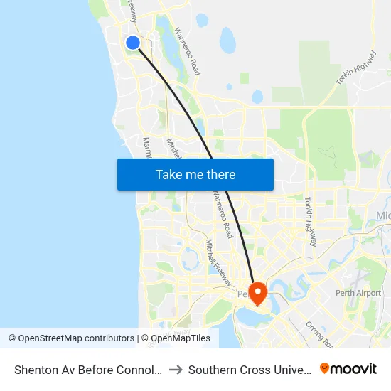 Shenton Av Before Connolly Dr to Southern Cross University map