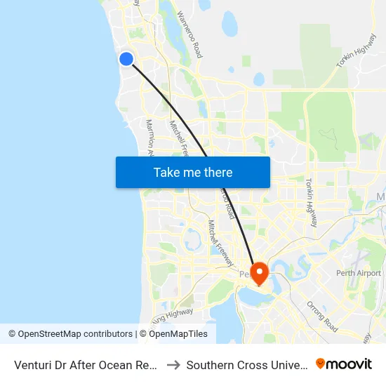Venturi Dr After Ocean Reef Rd to Southern Cross University map