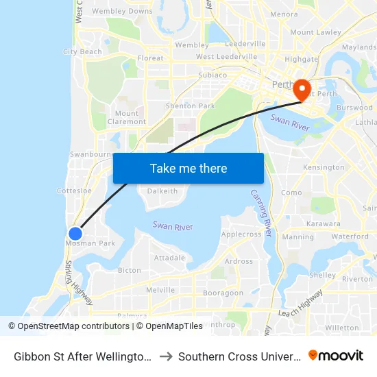 Gibbon St After Wellington St to Southern Cross University map