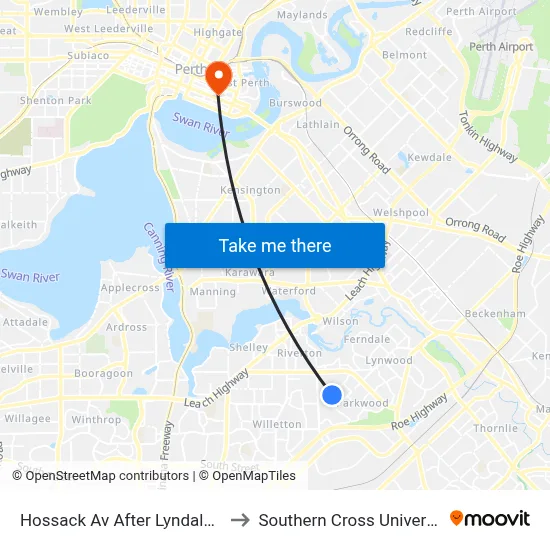 Hossack Av After Lyndale Av to Southern Cross University map