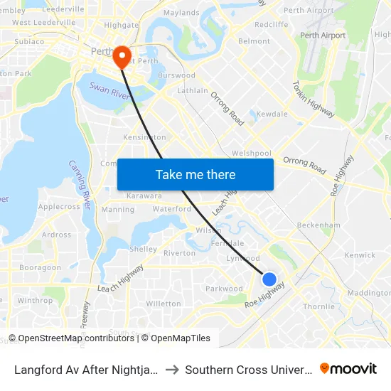 Langford Av After Nightjar Ln to Southern Cross University map