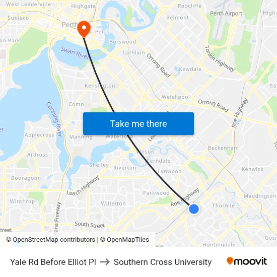 Yale Rd Before Elliot Pl to Southern Cross University map
