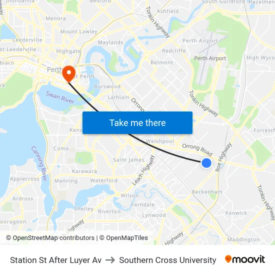 Station St After Luyer Av to Southern Cross University map