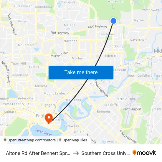 Altone Rd After Bennett Springs Dr to Southern Cross University map