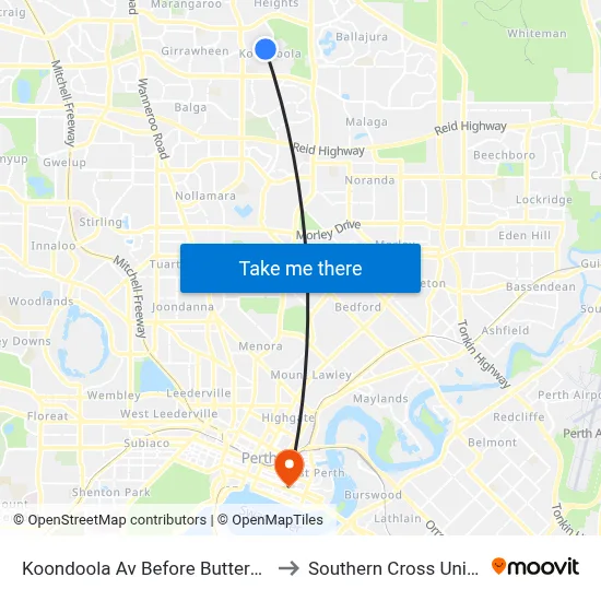 Koondoola Av Before Butterworth Av to Southern Cross University map