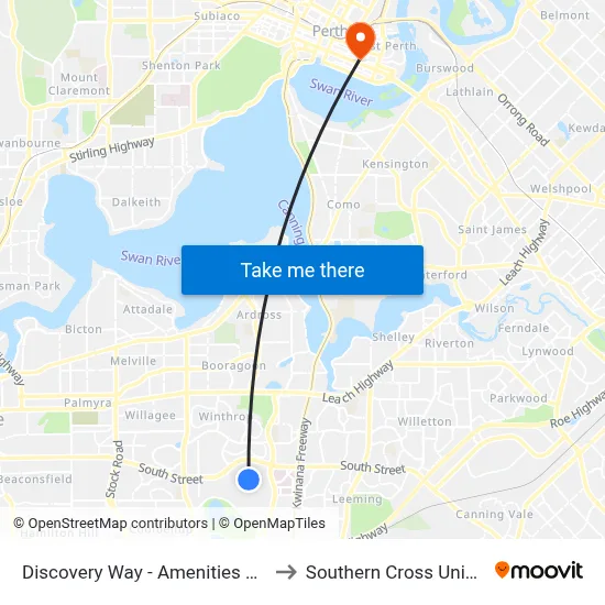 Discovery Way - Amenities Building to Southern Cross University map