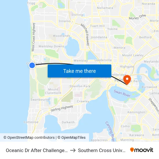 Oceanic Dr After Challenger Pde to Southern Cross University map