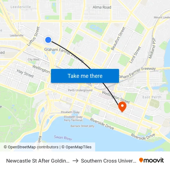 Newcastle St After Golding St to Southern Cross University map