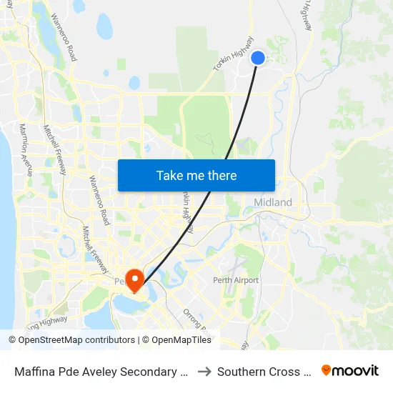 Maffina Pde Aveley Secondary College Stand 3 to Southern Cross University map