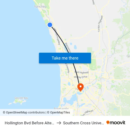 Hollington Bvd Before Altea Wy to Southern Cross University map