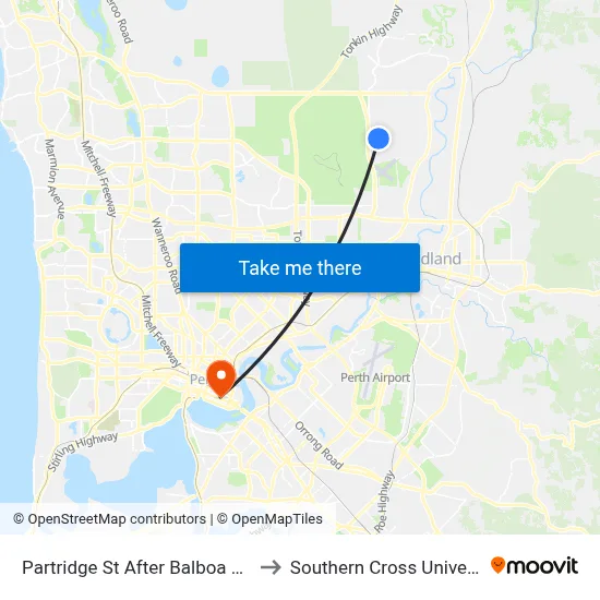 Partridge St After Balboa Prom to Southern Cross University map