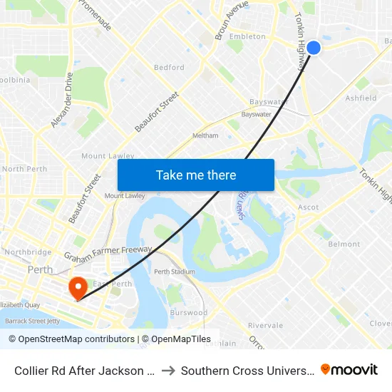 Collier Rd After Jackson Av to Southern Cross University map