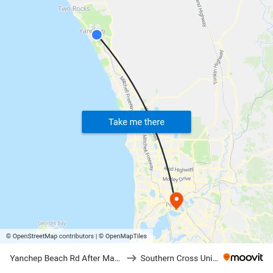 Yanchep Beach Rd After Mapleton Dr to Southern Cross University map