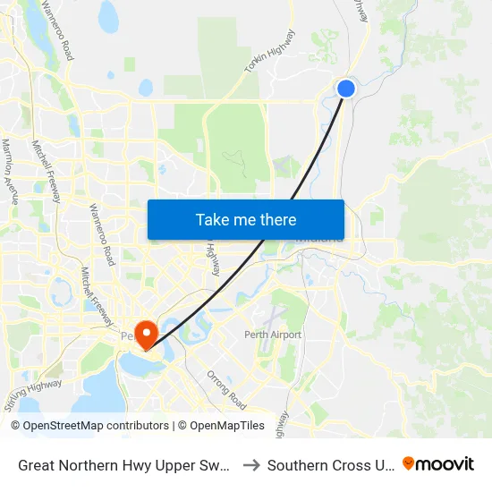 Great Northern Hwy Upper Swan Primary S1 to Southern Cross University map