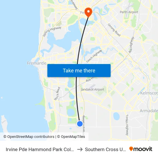 Irvine Pde Hammond Park College Stand 1 to Southern Cross University map