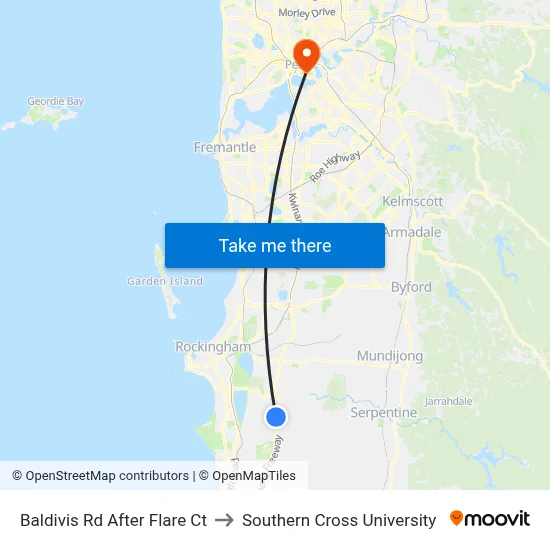Baldivis Rd After Flare Ct to Southern Cross University map