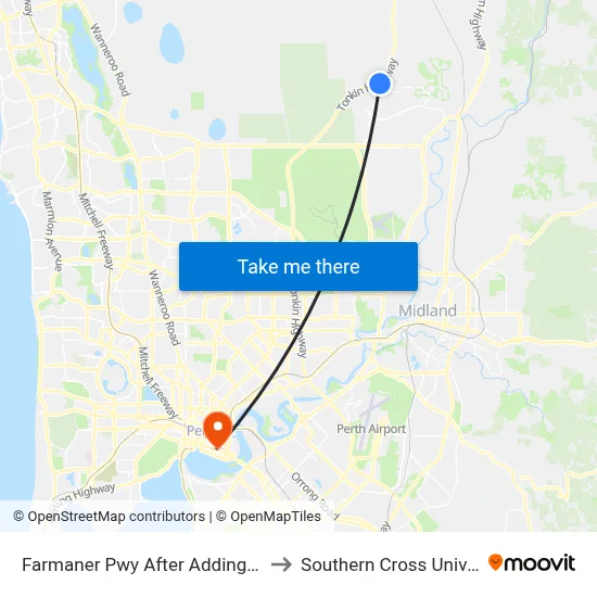 Farmaner Pwy After Addingham Dr to Southern Cross University map