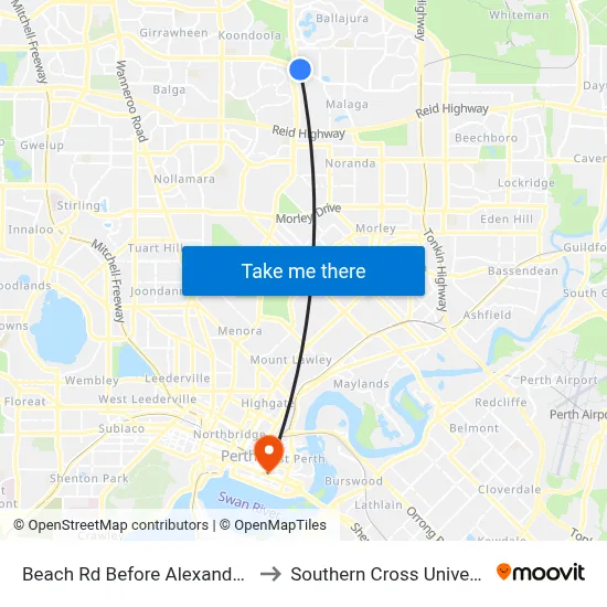 Beach Rd Before Alexander Dr to Southern Cross University map