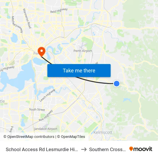School Access Rd Lesmurdie High School Stand 2 to Southern Cross University map