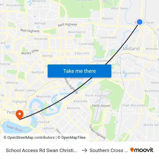 School Access Rd Swan Christian College Stand 1 to Southern Cross University map
