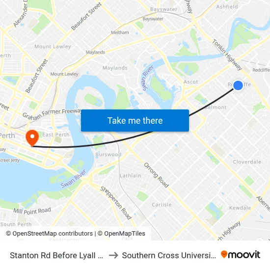 Stanton Rd Before Lyall St to Southern Cross University map