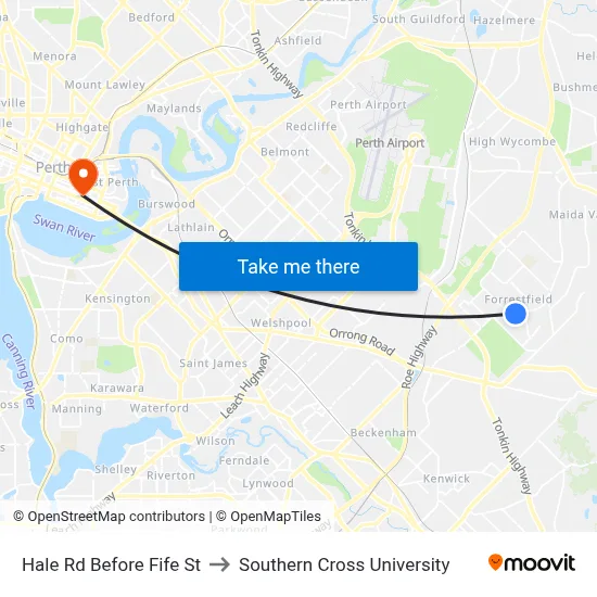 Hale Rd Before Fife St to Southern Cross University map